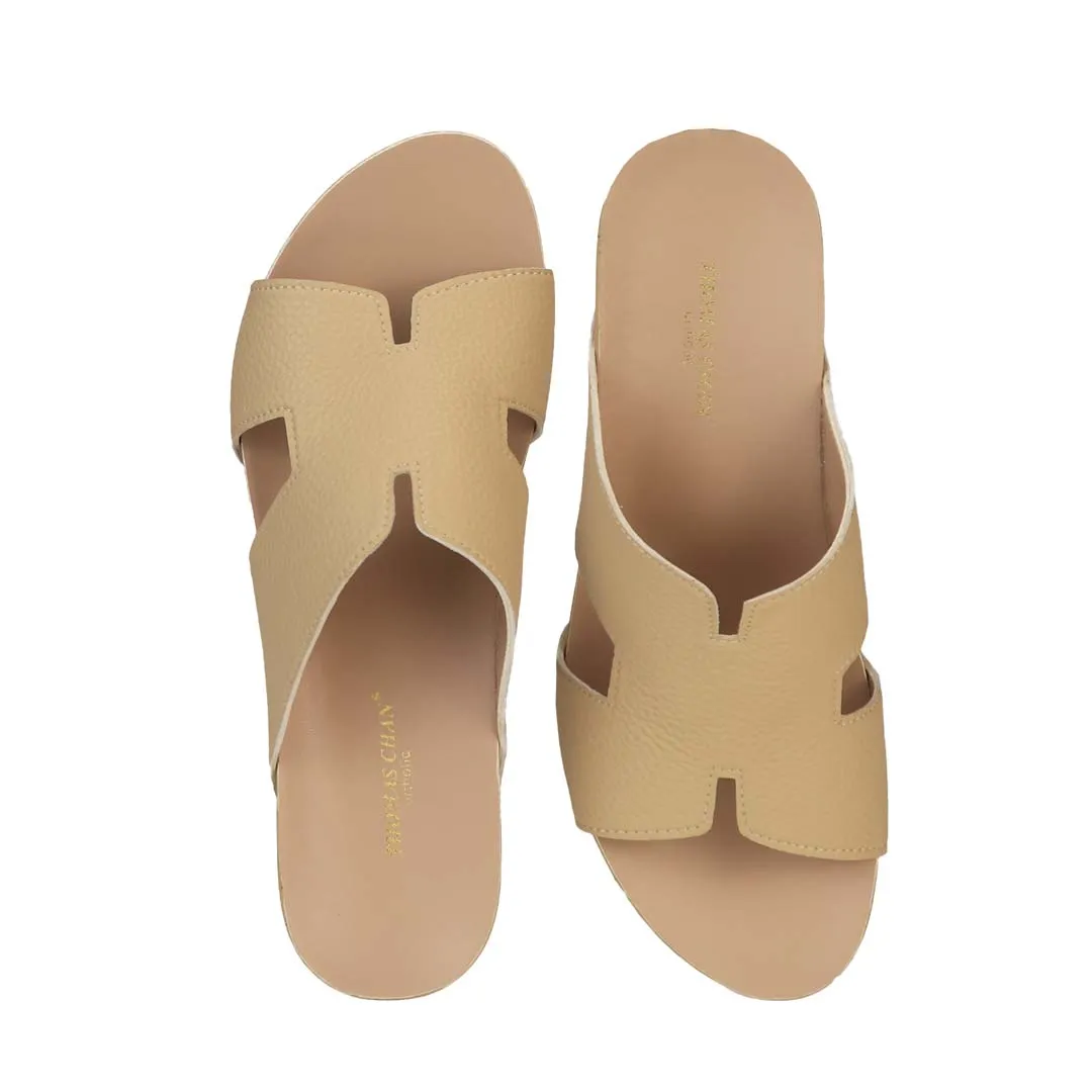 [20% off at cart] Pebble Lychee H-Strap Low Wedge Slides