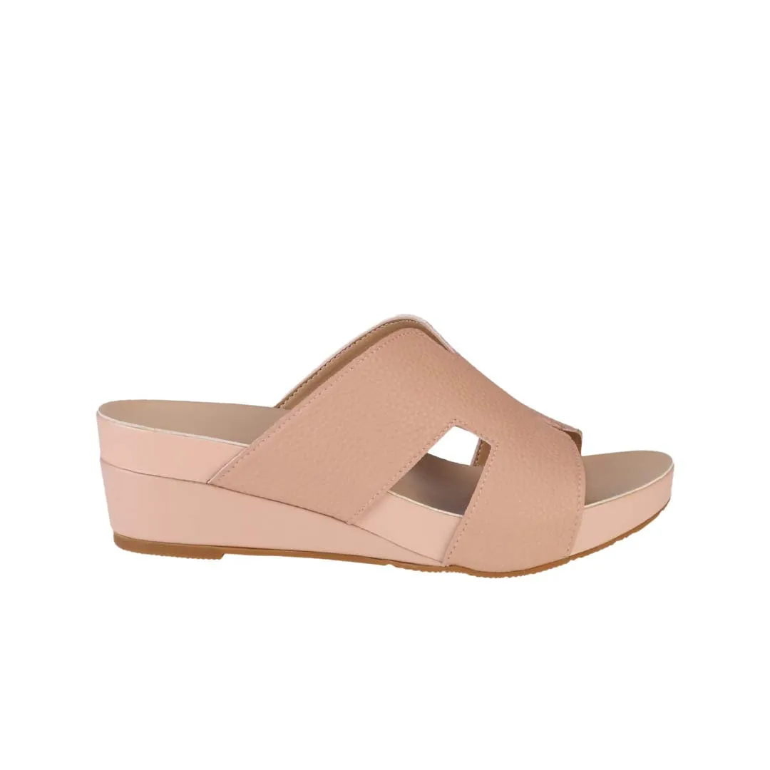 [20% off at cart] Pebble Lychee H-Strap Low Wedge Slides