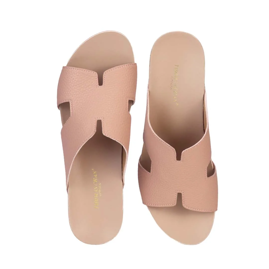 [20% off at cart] Pebble Lychee H-Strap Low Wedge Slides