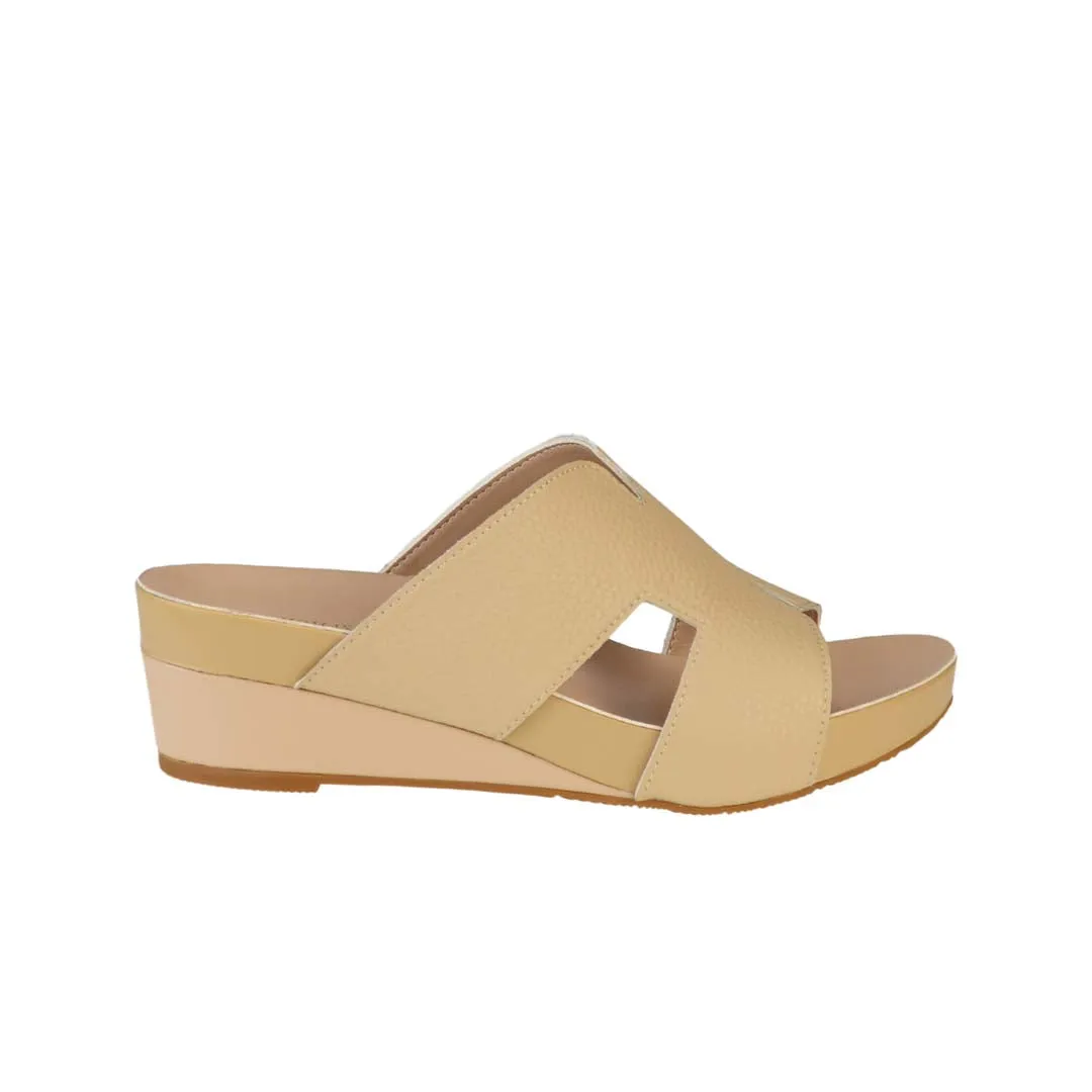 [20% off at cart] Pebble Lychee H-Strap Low Wedge Slides