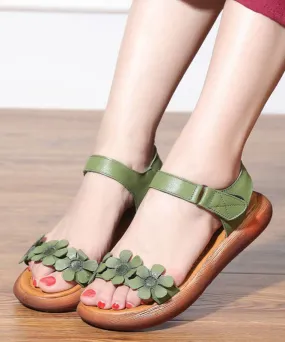 Casual Light Green Floral Sandals For Women Buckle Strap Sandals LY0162