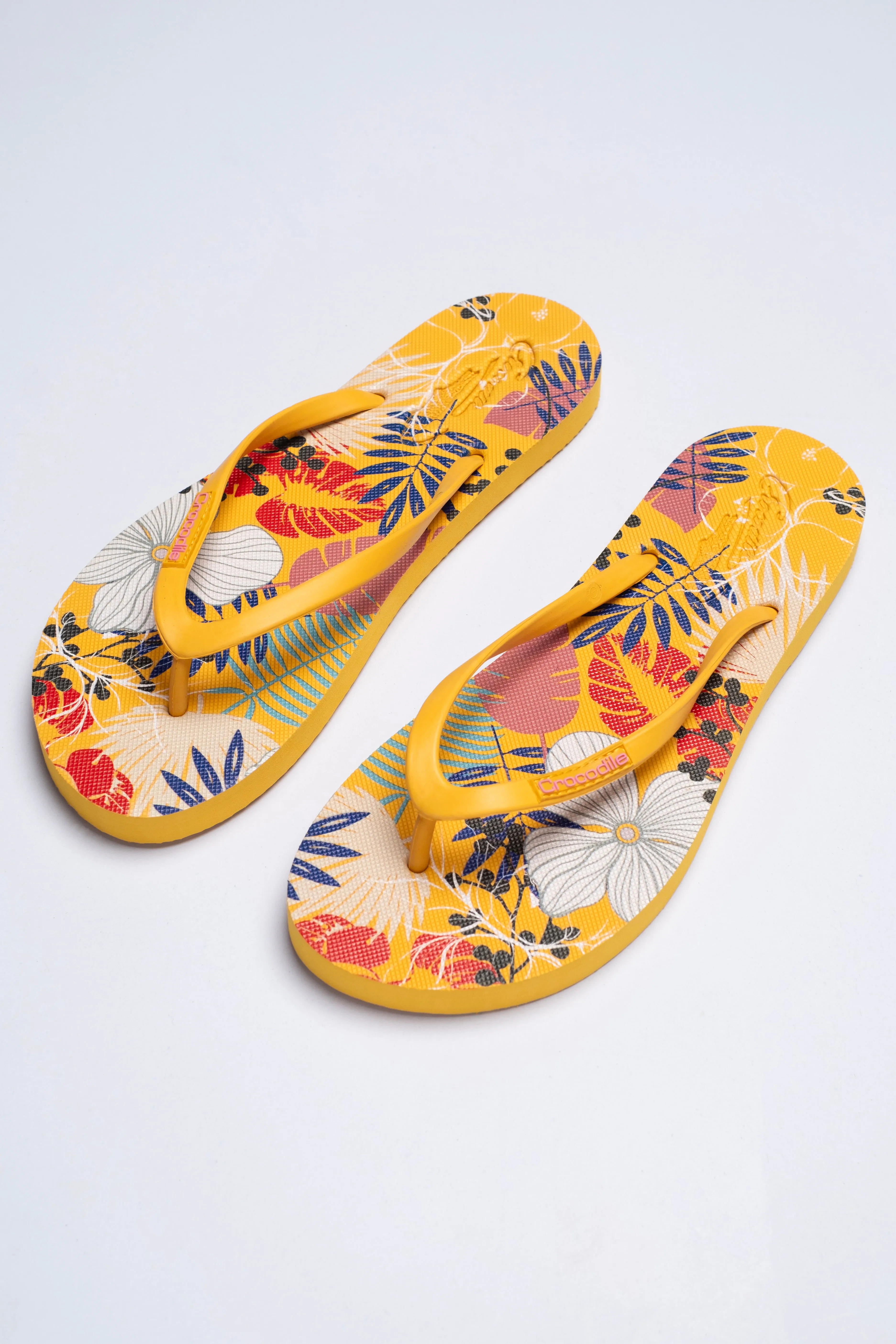 Crocodile Printed Flip Flop-Yellow