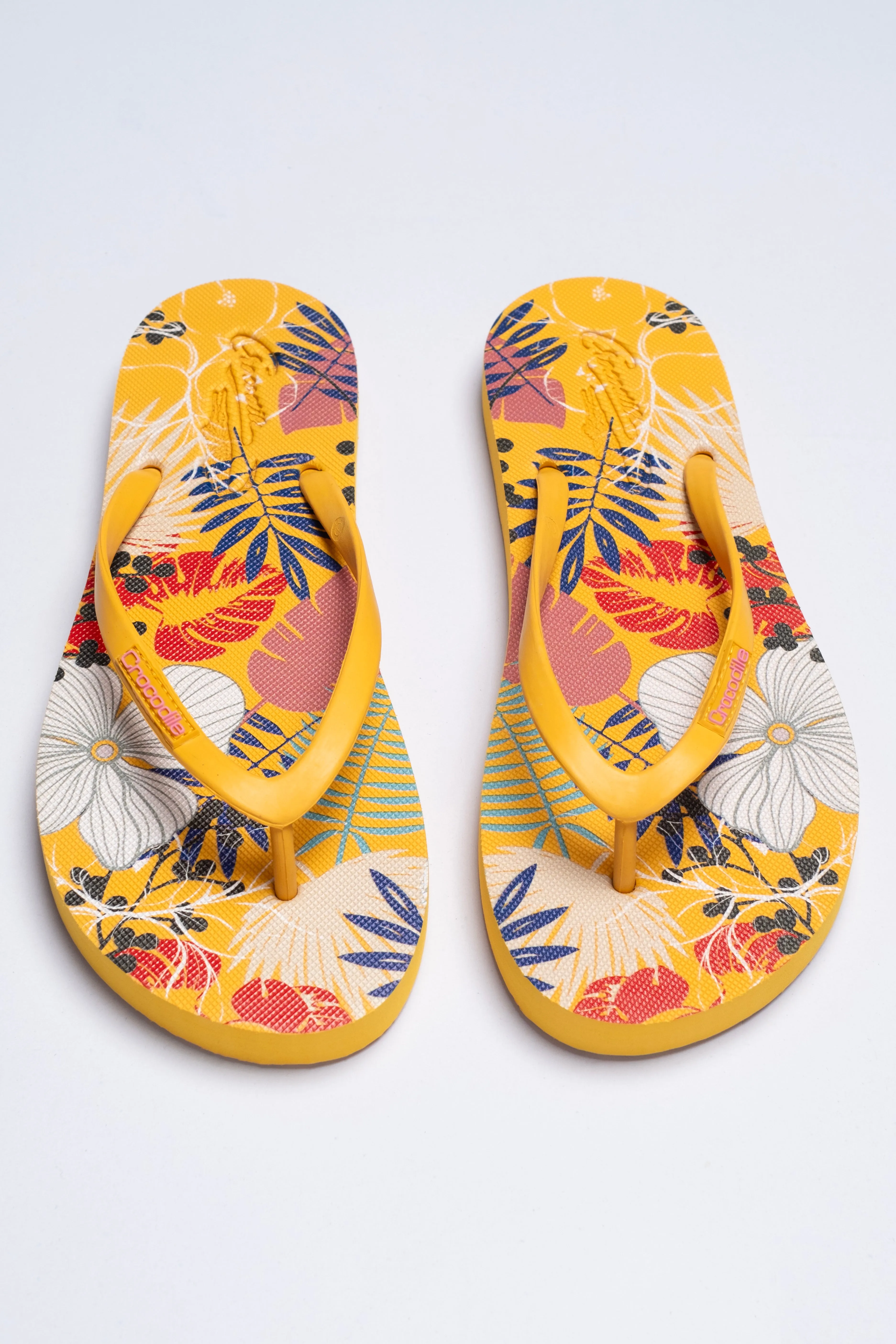 Crocodile Printed Flip Flop-Yellow