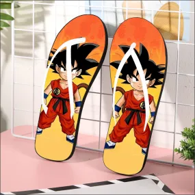 Cute Young Kid Goku Yellow Dragon Ball 3D Flip Flops