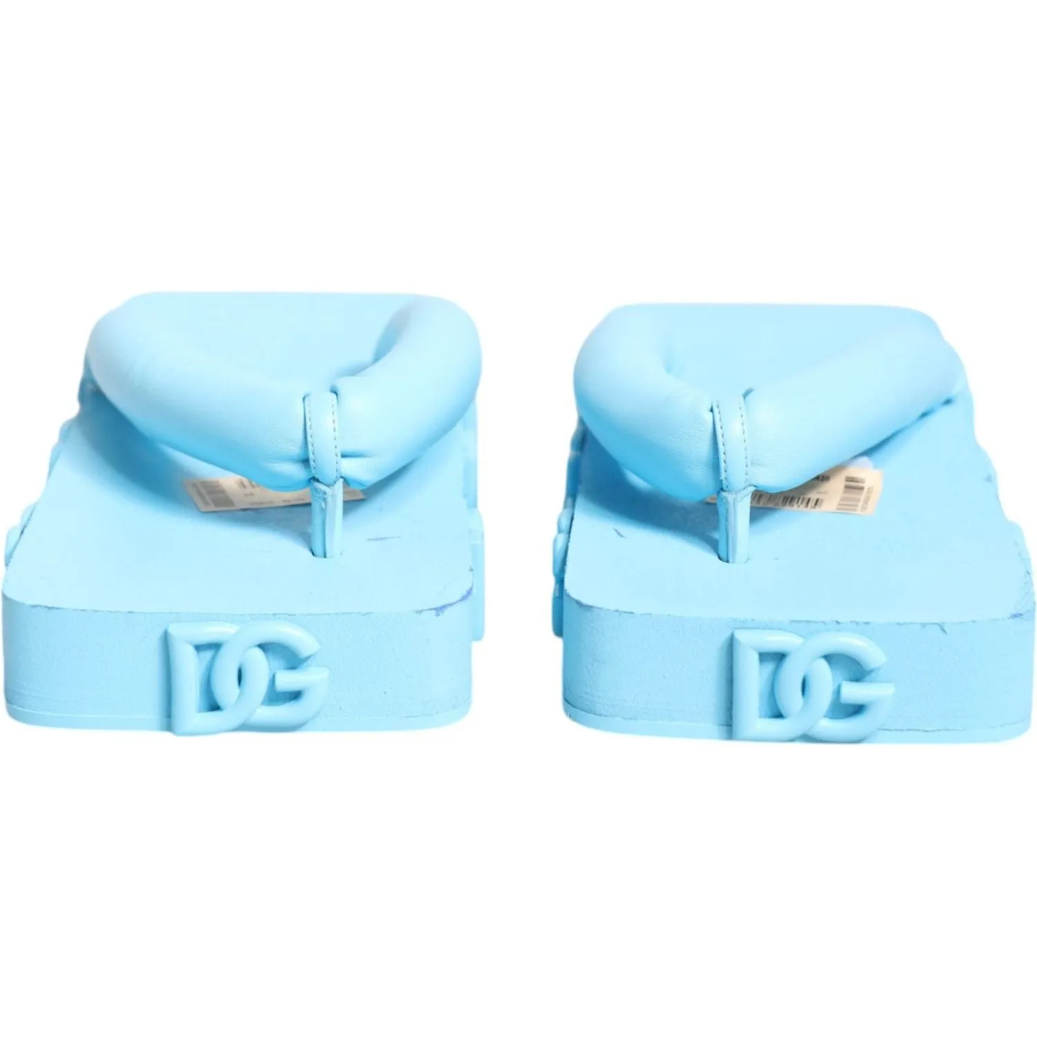 Dolce & Gabbana Light Blue Rubber Slides Flats Sandals Shoes