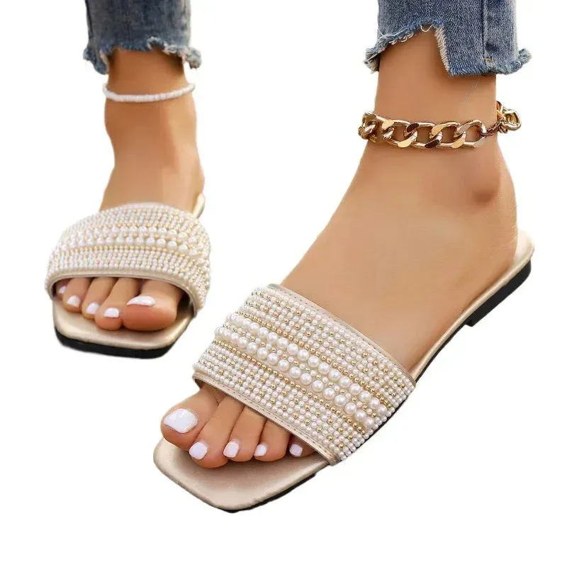 Luxury Pearl Heeled Flats