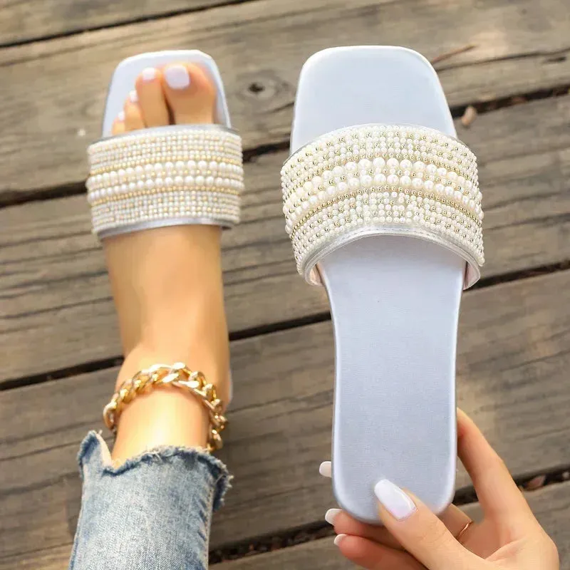 Luxury Pearl Heeled Flats