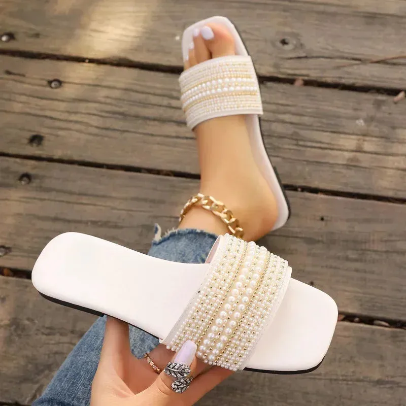 Luxury Pearl Heeled Flats