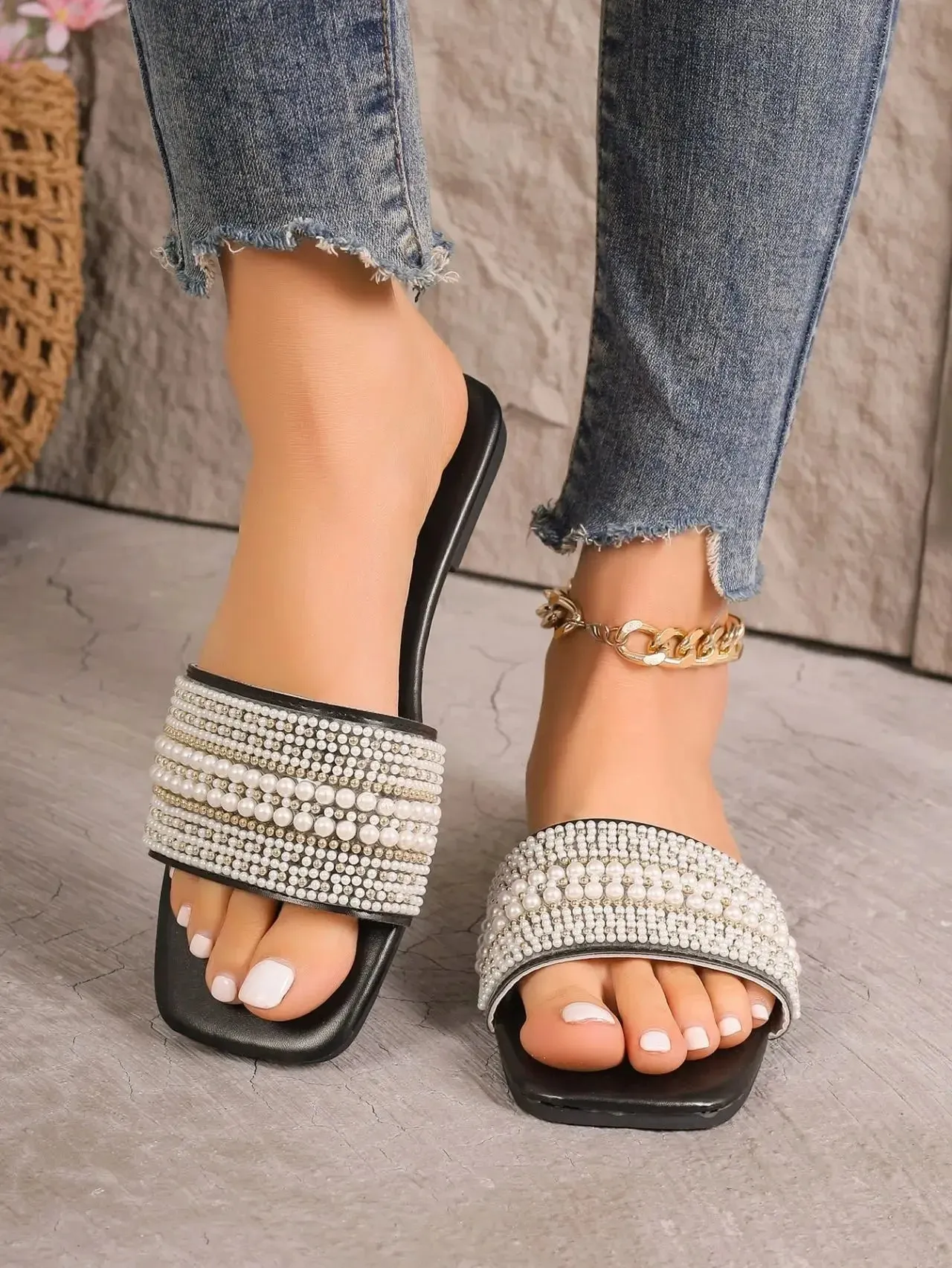 Luxury Pearl Heeled Flats