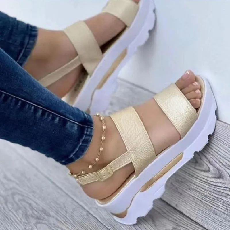 Michelle – Women's Casual Buckle Platform Sandals