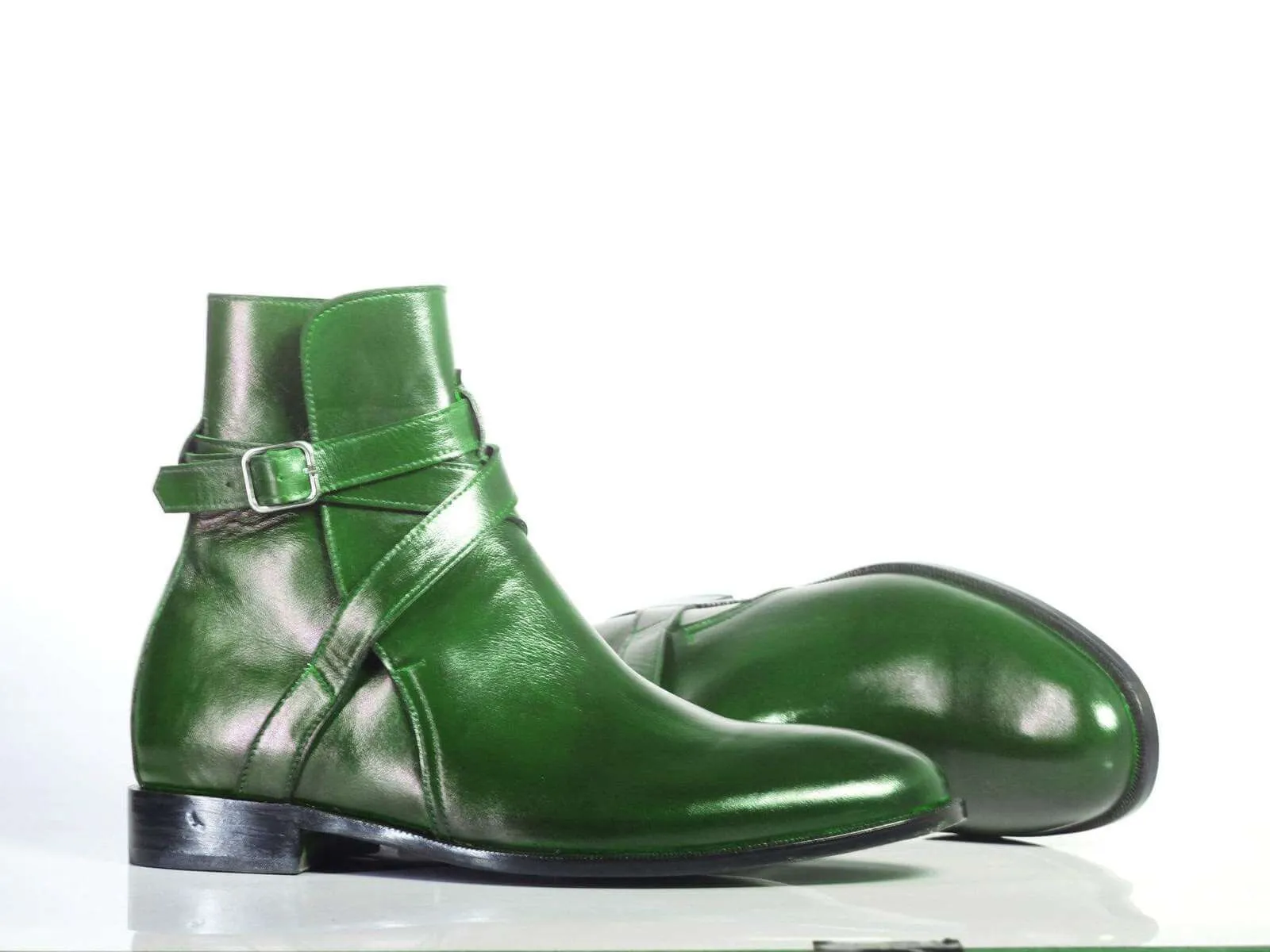 New Handmade Men's Green Leather Jodhpur Boots, Men Ankle Boots, Men Designer Boots