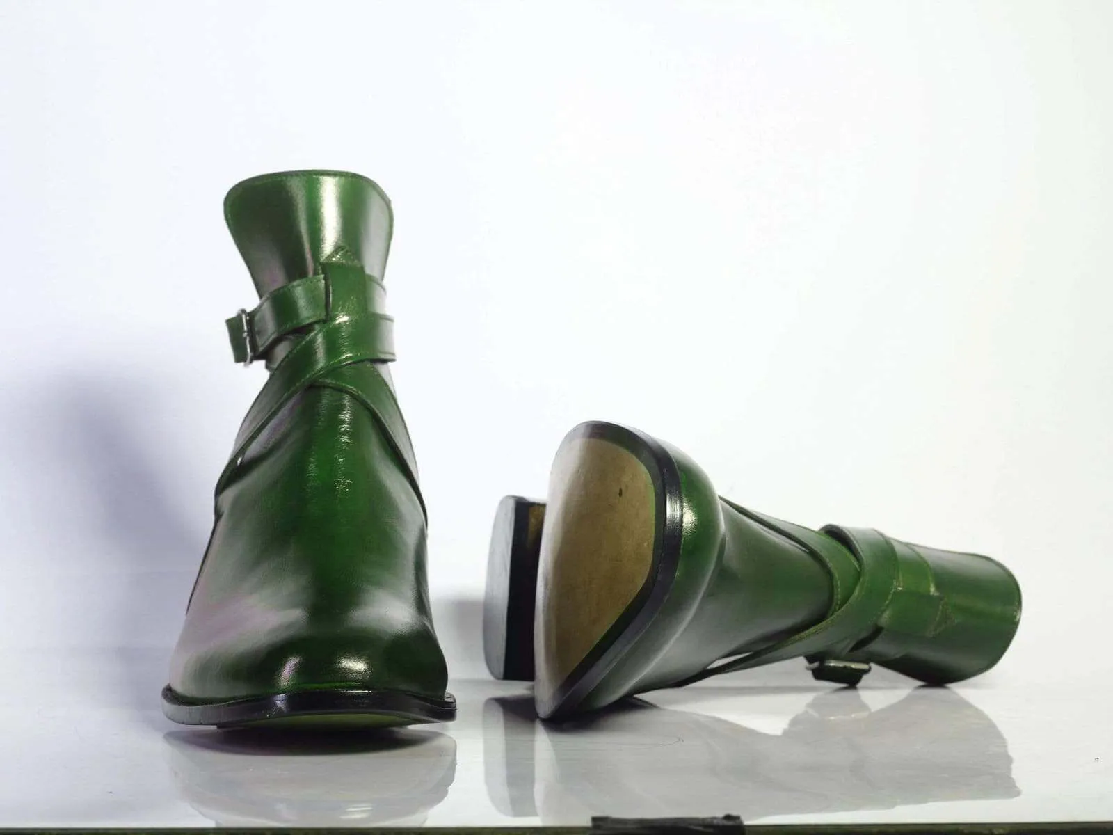 New Handmade Men's Green Leather Jodhpur Boots, Men Ankle Boots, Men Designer Boots