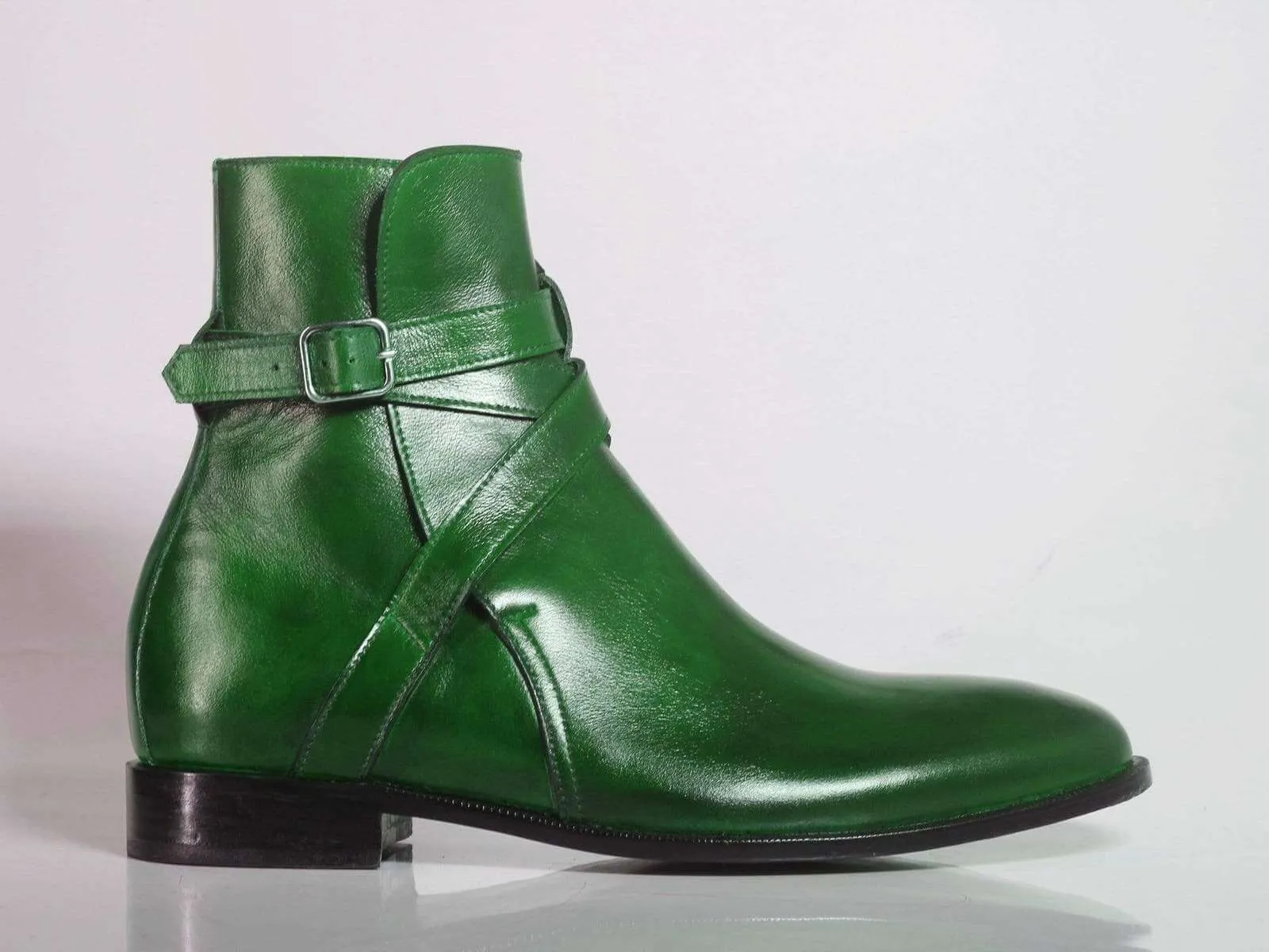 New Handmade Men's Green Leather Jodhpur Boots, Men Ankle Boots, Men Designer Boots