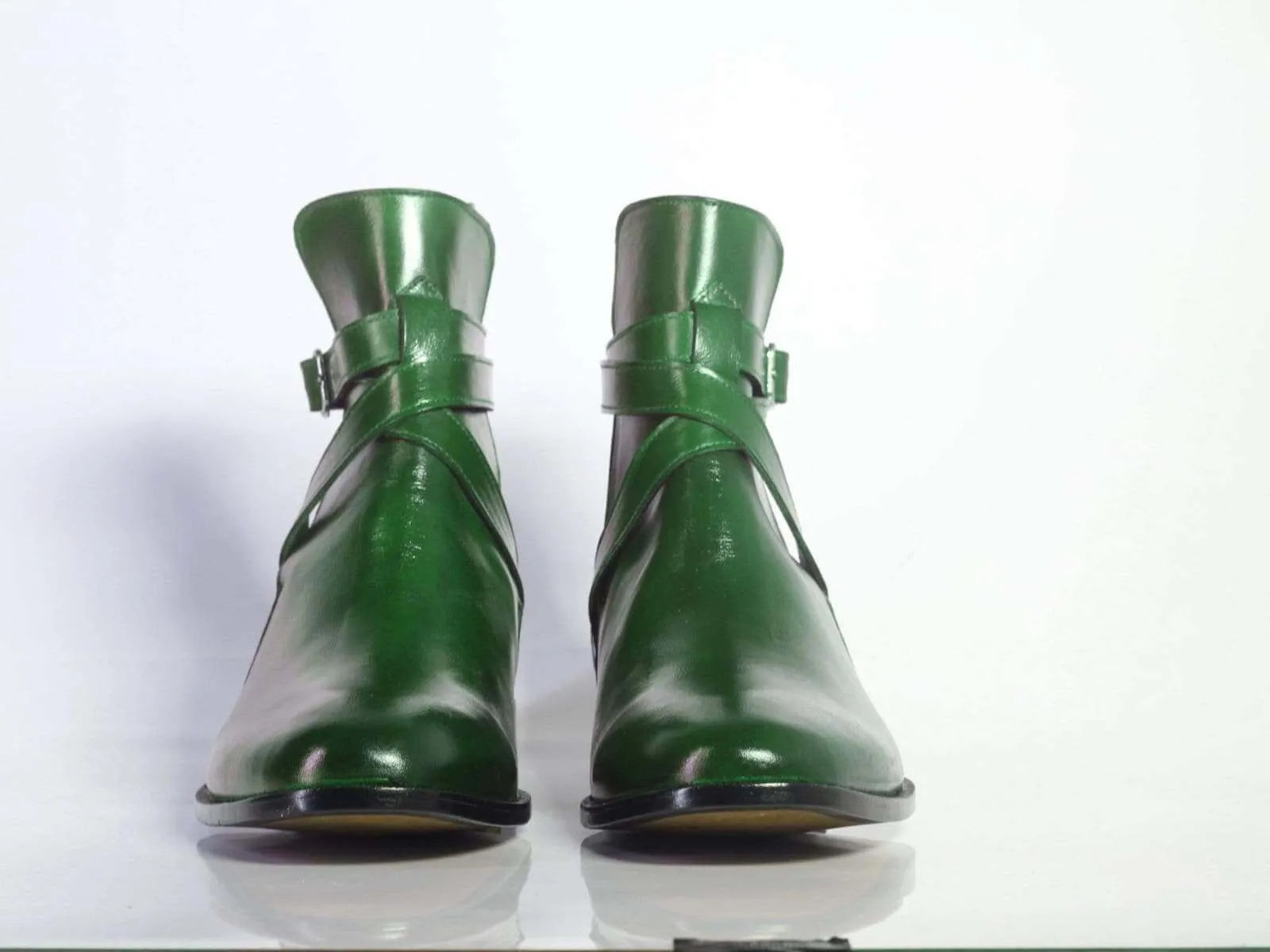 New Handmade Men's Green Leather Jodhpur Boots, Men Ankle Boots, Men Designer Boots