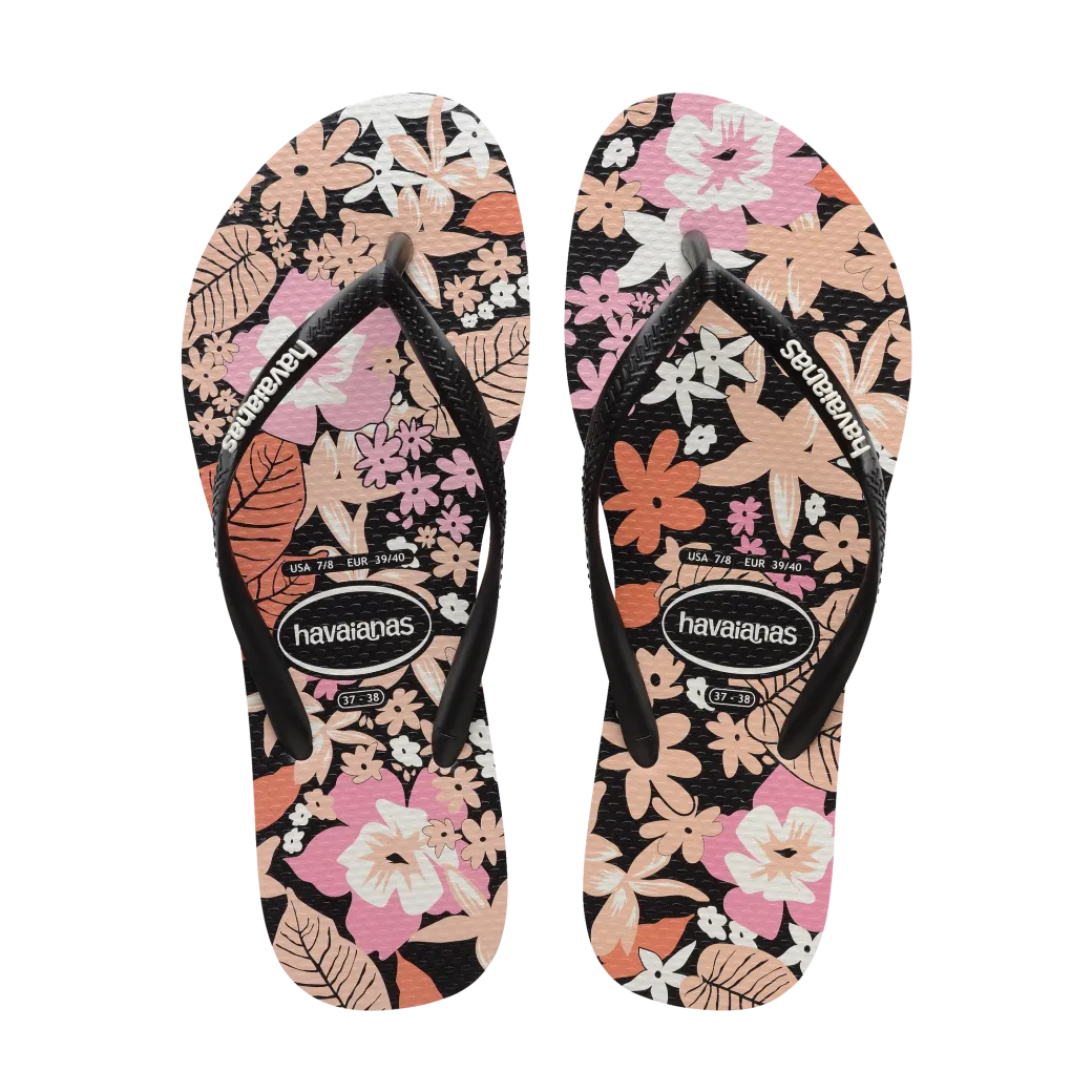 Slim Floral Flip Flops