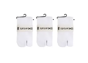 V-Toe Flip-Flop Socks Ankle Tabi | 3 Pairs | Thicker, Comfy & Warm Styles | White | Casual or Athletic