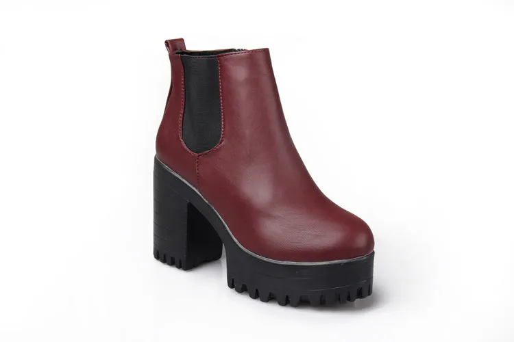 Women's Autumn Square Heel Platform Boots