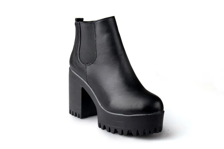 Women's Autumn Square Heel Platform Boots