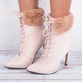 Women's Autumn/Winter High-Heeled Suede Ankle Boots