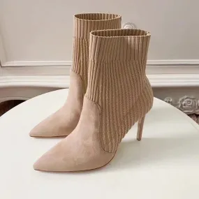 Women's Autumn/Winter Knitted High-Heeled Ankle Sock Boots