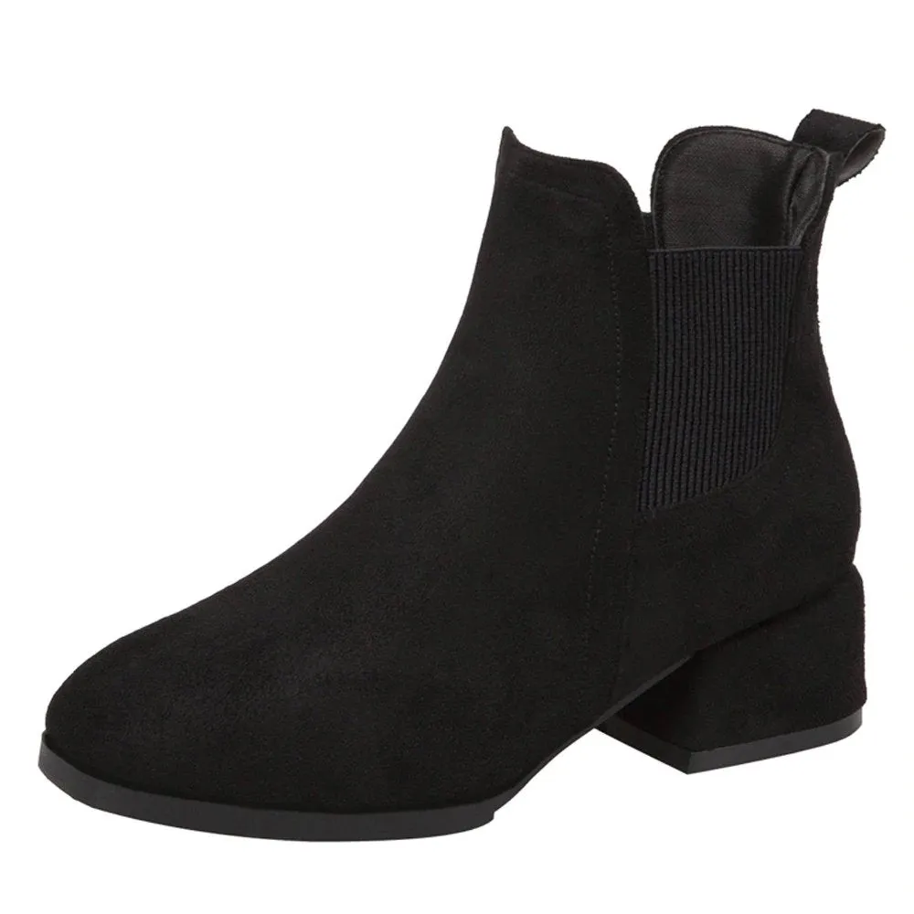 Women's Winter Heeled Slip-On Ankle Chelsea Boots