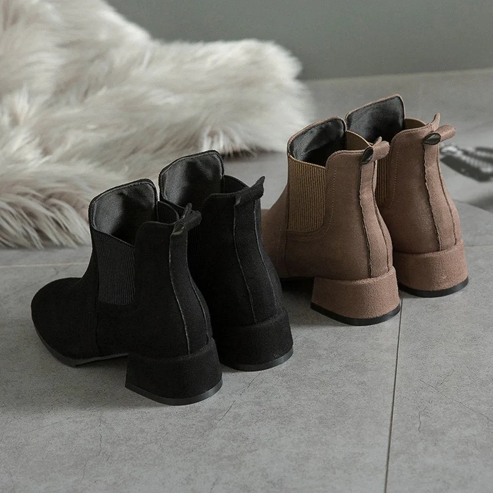 Women's Winter Heeled Slip-On Ankle Chelsea Boots