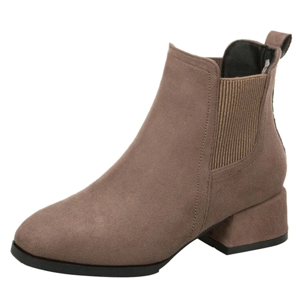 Women's Winter Heeled Slip-On Ankle Chelsea Boots