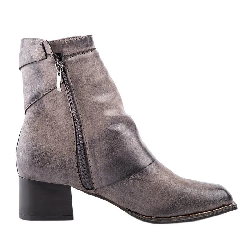 Women's Winter PU Leather Ankle Boots With Square Toe