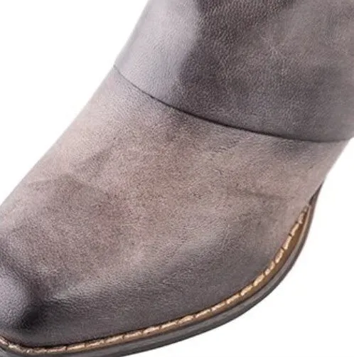 Women's Winter PU Leather Ankle Boots With Square Toe